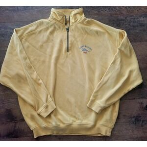 Tommy Bahama Relax Sweater Mens Small Yellow Quarter Zip Sweatshirt Marlin Logo